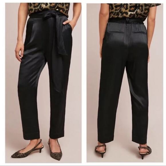 5/$30 Anthropologie Ett: TWA Black Waist Tie Pants Sz 4 - Picture 5 of 6